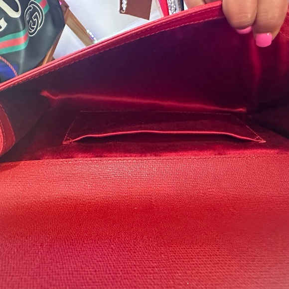 YSL Red Designer Clutch with Gold Accent - Picture 6 of 8